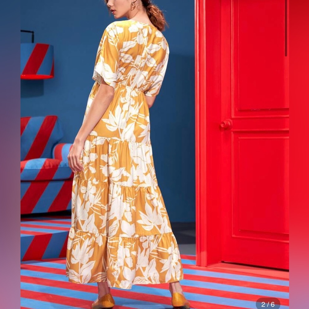 Floral Yellow Maxi Dress - Picture 2 of 4